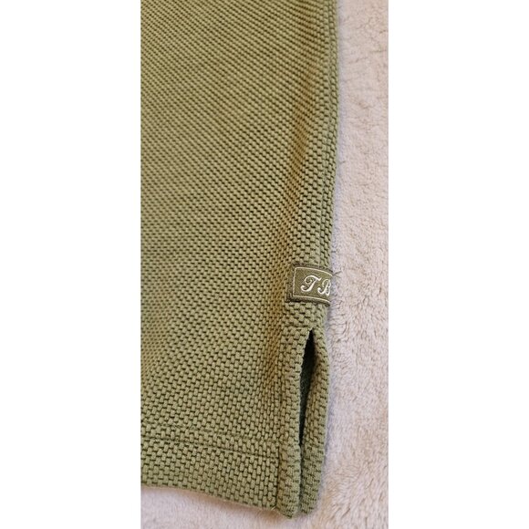 Tommy Bahama Polo Shirt Silk Cotton Blend Men's Medium Green Ribbed - Picture 4 of 10